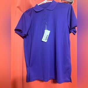 Women's Short-Sleeve Polo Blouse in Purple